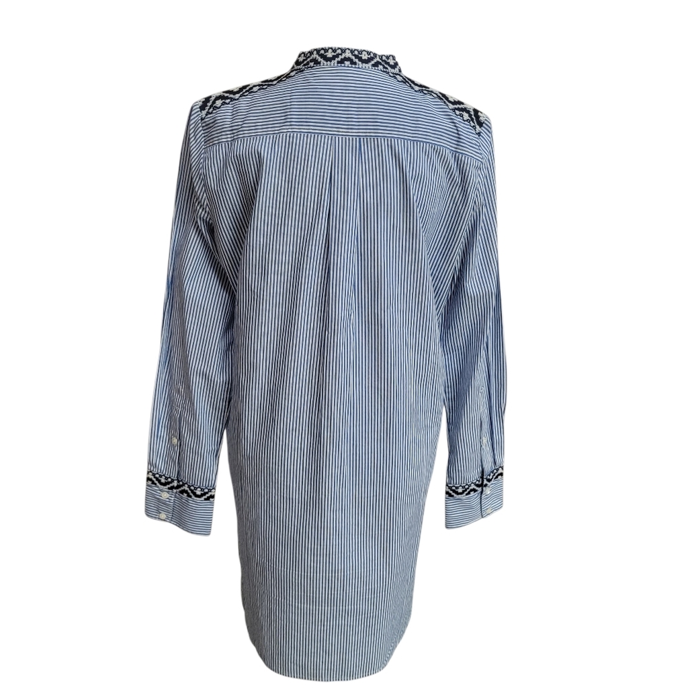 J. Crew Embroidered 100% Cotton Striped Boyfriend Shirt Dress Size S Like New - Picture 4 of 11